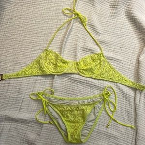 Florescent yellow Shoshanna lace bikini